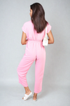 Belted V Neck Jumpsuit with Side Pockets