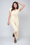 Belted V Neck Jumpsuit with Side Pockets