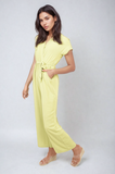 Belted V Neck Jumpsuit with Side Pockets