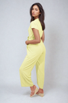 Belted V Neck Jumpsuit with Side Pockets