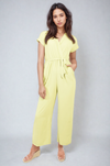 Belted V Neck Jumpsuit with Side Pockets