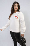 Cherry Printed Front and Back Design Oversized Knitted Jumper