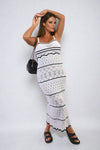 Strappy Long Knitted Stripe Cami Dress