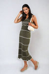 Strappy Long Knitted Stripe Cami Dress