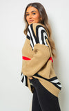 Oversized Striped Long Sleeve Knitted Jumper