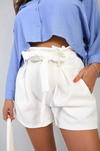 High Waist Tie Belt Paper Bag Shorts