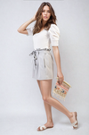 High Waist Tie Belt Paper Bag Shorts