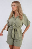 Buttoned Tie Waist Romper