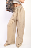 Textured Wide Leg Drawstring Trousers