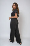 Wrap Over Tie Belt Frill Sleeve Jumpsuit