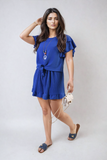 Layered Ruffle Short Sleeve Tie Front Top