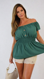 Button Front Cinched Waist Top