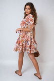 Floral V-Neck Tie Waist Mini Dress