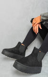 Fluffy Platform Sole Chelsea Faux Fur Lined Ankle Boots