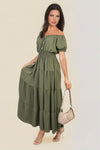 Smocked Waist Tiered Midi Dress