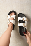 Double Strap Buckle Studded Sandals