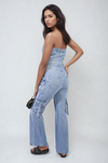 Multi Pockets Strapless Cargo Jumpsuit