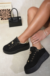 Lace Up Platform Trainers With Decorative Details