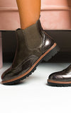 Faux Leather Brogue Chelsea Boots