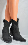 Suede Cowboy Ankle Length Boots