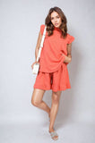 Ruffle Trim Sleeve Top and Shorts Co-ord Set