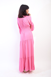 Ruffle Hem Sleeve Shirred Waist Tiered Maxi Dress