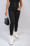 High Waist Button Skinny Jeans