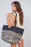 Striped Beach Braided Tote Bag