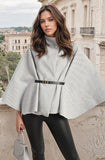 High Neck Belted Cape Jacket