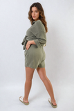 Oversized Button Front Shirt and Shorts Co-ord Set