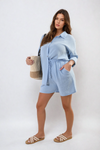 Oversized Button Front Shirt and Shorts Co-ord Set