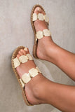 Gold Trim Detail Two Strap Flat Sandals