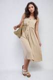 Button Front Strappy Midi Dress