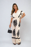 Printed Cross Front Wide Leg Jumpsuit