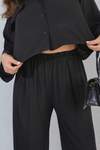 Oversized Long Sleeve Crop Top and Wide Leg Trouser Co-ord Set