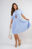 Short Sleeve Pleated Midi Dress