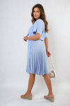 Short Sleeve Pleated Midi Dress