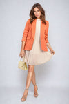 Ruched Sleeve Open Front Blazer Jacket with Front Pockets