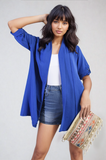 Open Front Roll Up Sleeve Cardigan