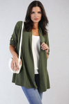 Open Front Roll Up Sleeve Cardigan