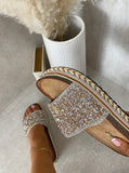 Chunky Embellished Stone Platform Sandals