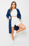 Chunky Cable Knitted Oversized Longline Hooded Cardigan