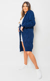 Chunky Cable Knitted Oversized Longline Hooded Cardigan