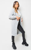 Chunky Cable Knitted Oversized Longline Hooded Cardigan