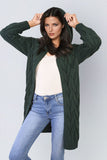 Chunky Cable Knitted Oversized Longline Hooded Cardigan